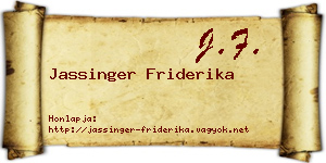 Jassinger Friderika névjegykártya